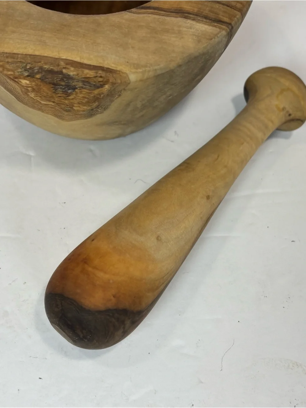 Vintage Wooden Mortar and Pestle Kitchen Tool Decor Farmhouse Natural Wood 5”